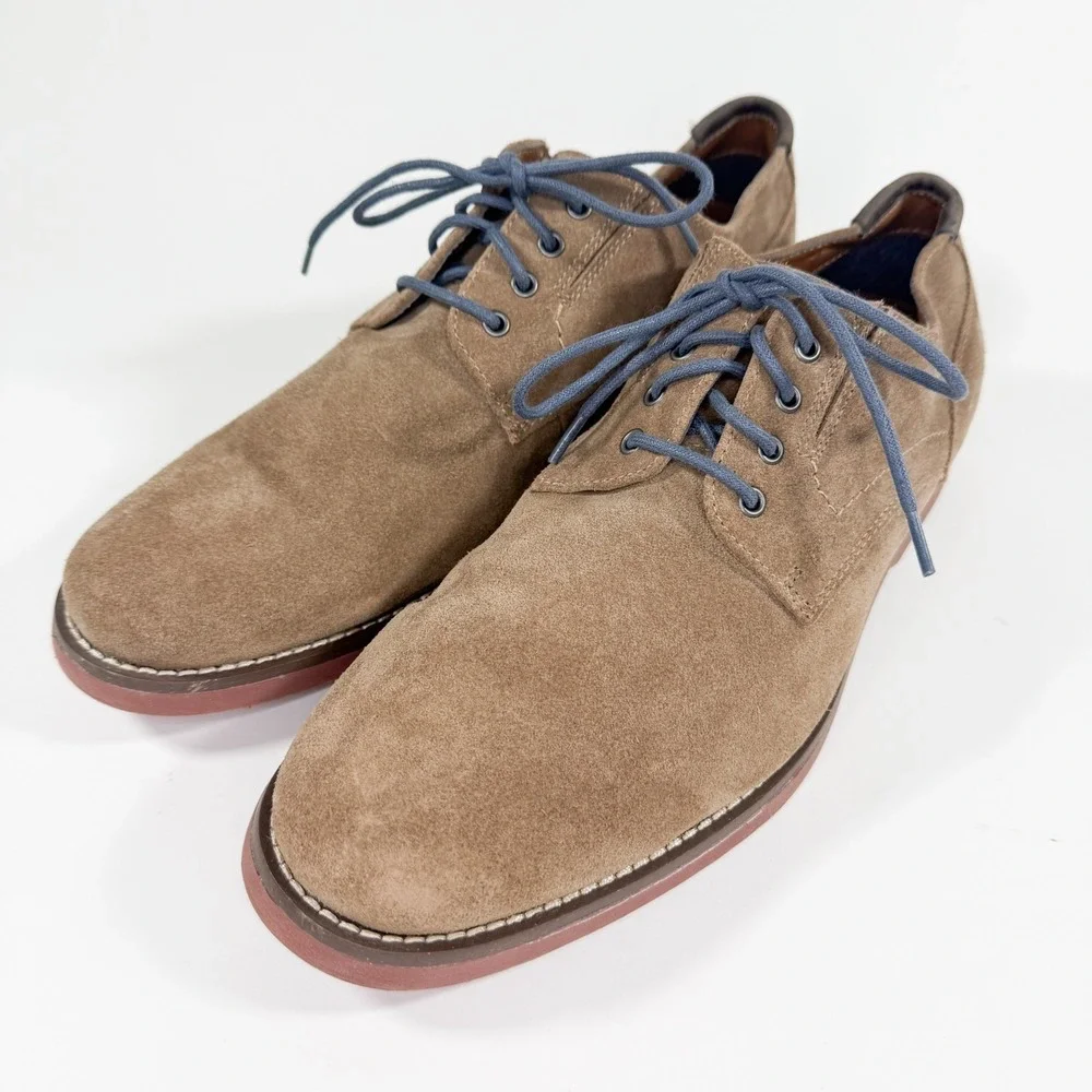 Crown & Ivy Leather Suede Oxford Shoes Men 8.5M Tan Derby Lace Up NWOT‎